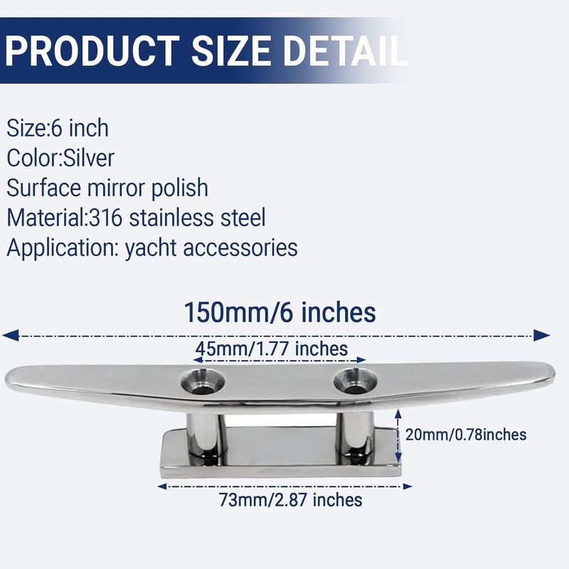 Rolasm Boat Cleat Stainless Steel Marine Dock Cleat Boat Rope Tie Cleat Boat Mooring Accessories - Image 2